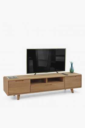 Televízna komoda z dreva, dub biely na nožičkách